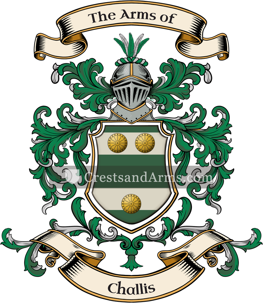 The Challis coat of arms, drawn from the recorded blazon