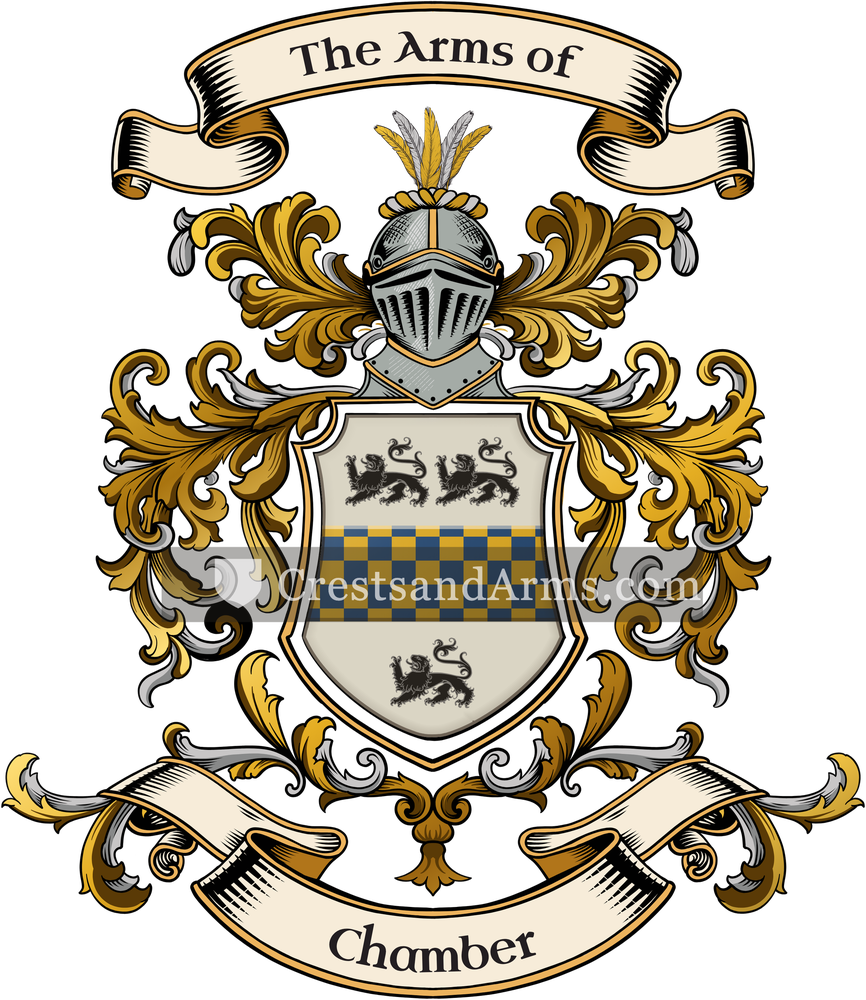 The Chamber coat of arms, drawn from the recorded blazon
