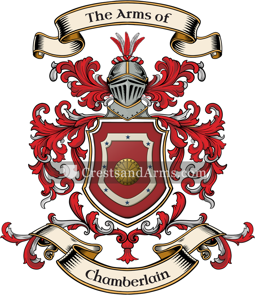 The Chamberlain coat of arms, drawn from the recorded blazon