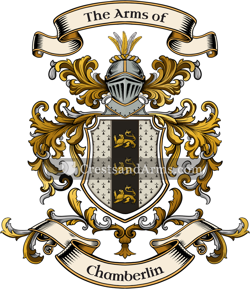 The Chamberlin coat of arms, drawn from the recorded blazon