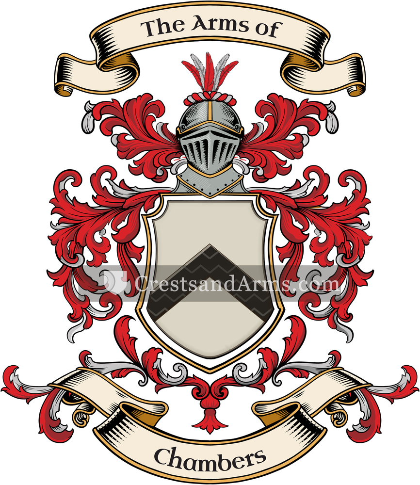 The Chambers coat of arms, drawn from the recorded blazon