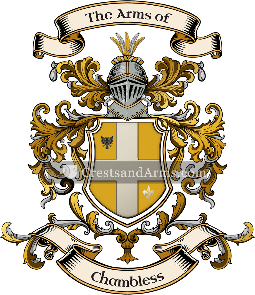 The Chambless coat of arms, drawn from the recorded blazon