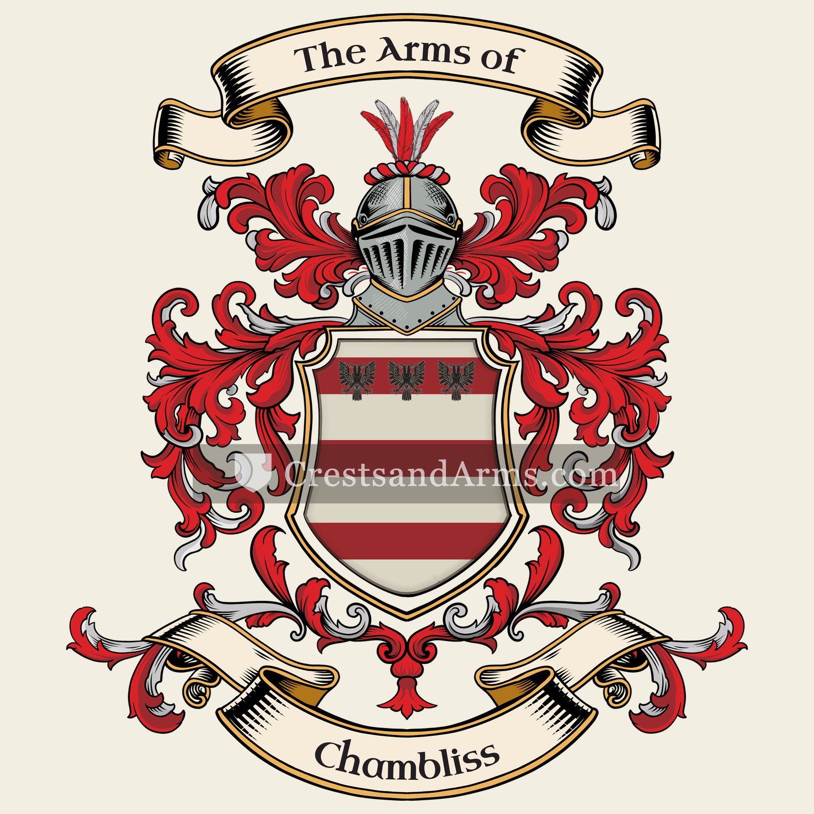 The Chambliss coat of arms, drawn from the recorded blazon