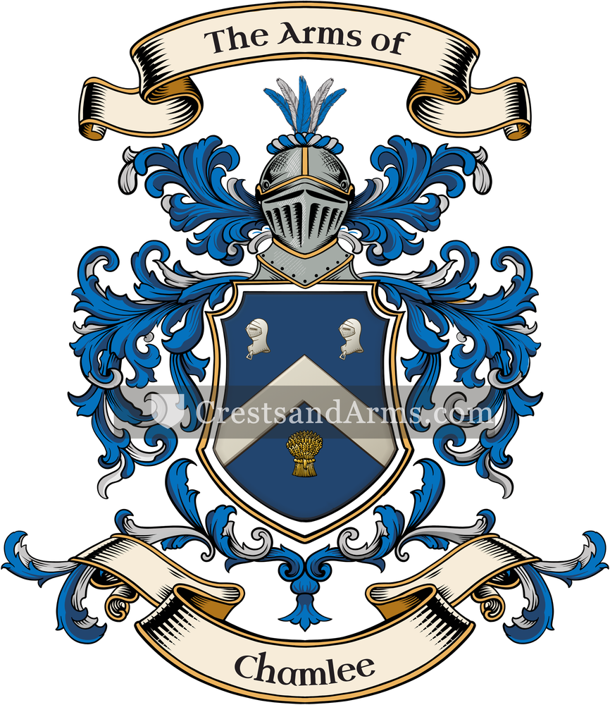 The Chamlee coat of arms, drawn from the recorded blazon