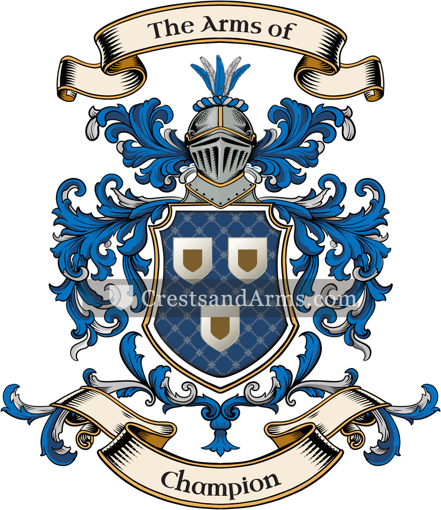 The Champion coat of arms, drawn from the recorded blazon