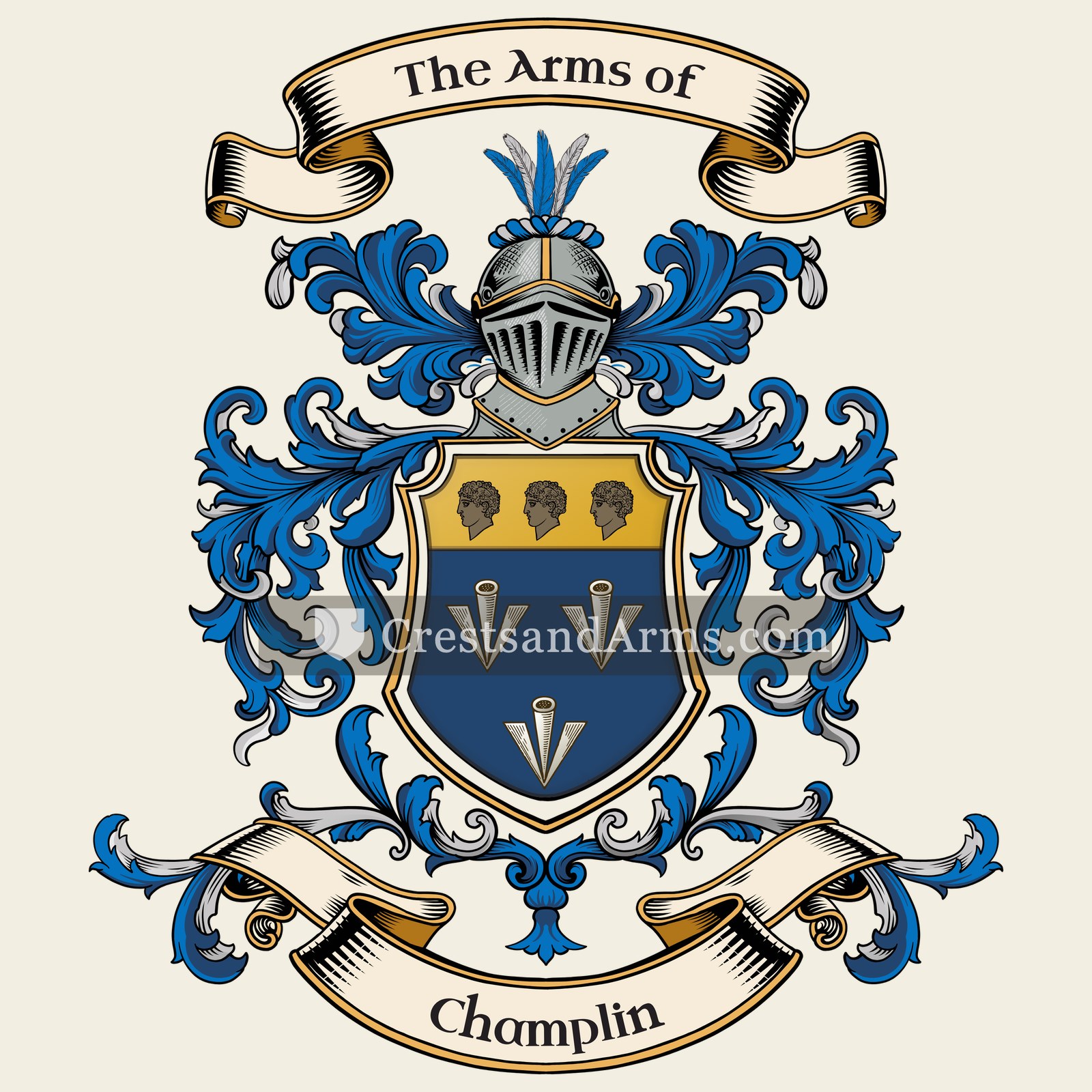 The Champlin coat of arms, drawn from the recorded blazon