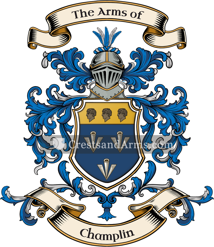 The Champlin coat of arms, drawn from the recorded blazon