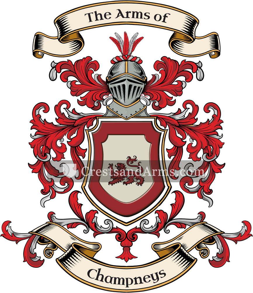The Champneys coat of arms, drawn from the recorded blazon