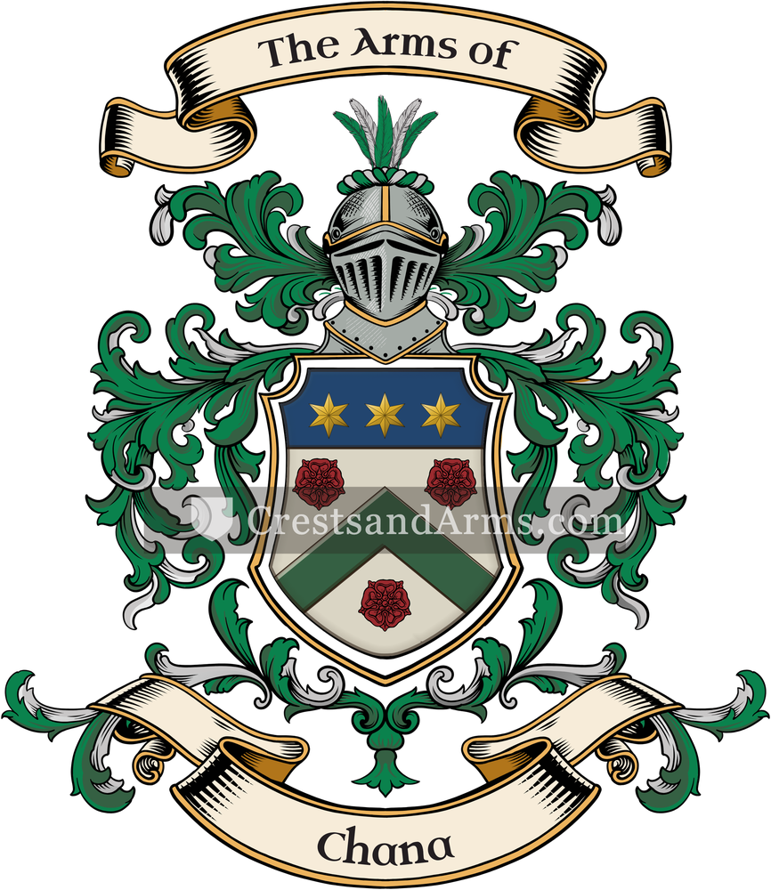 The Chana coat of arms, drawn from the recorded blazon