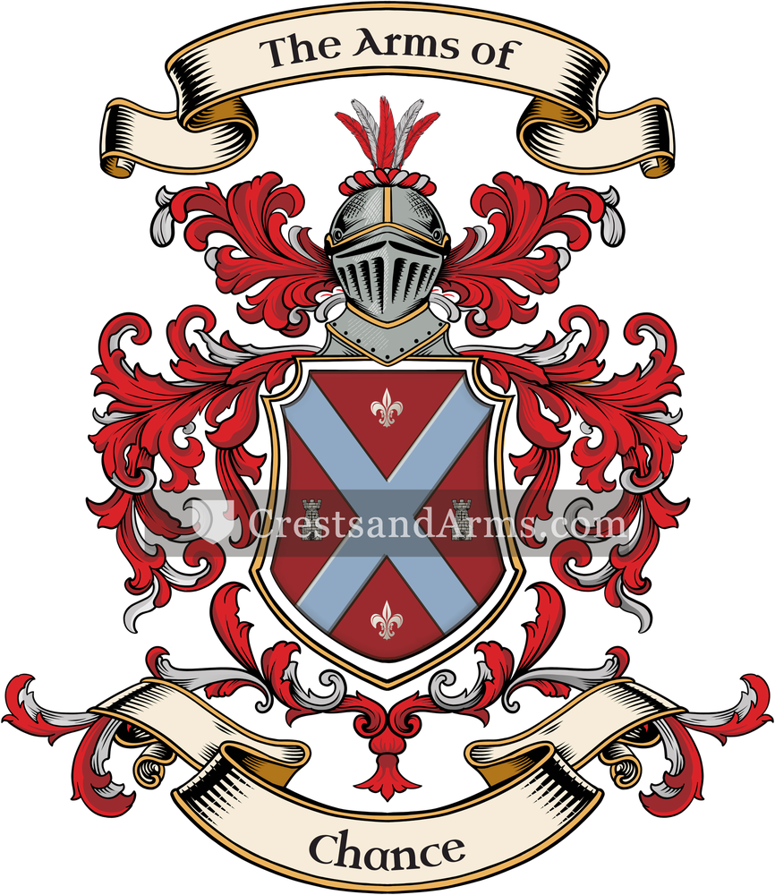 The Chance coat of arms, drawn from the recorded blazon