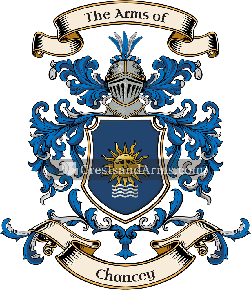 The Chancey coat of arms, drawn from the recorded blazon