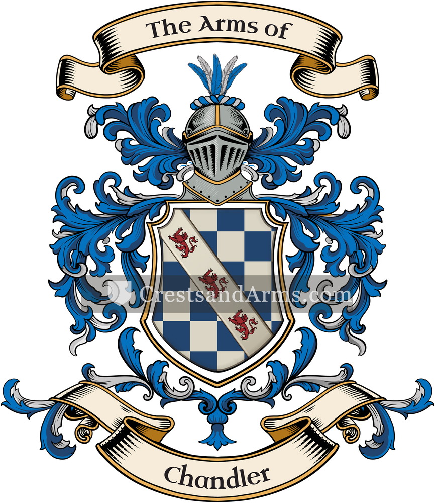 The Chandler coat of arms, drawn from the recorded blazon