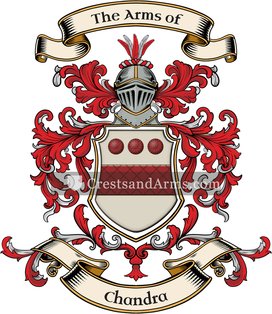 The Chandra coat of arms, drawn from the recorded blazon