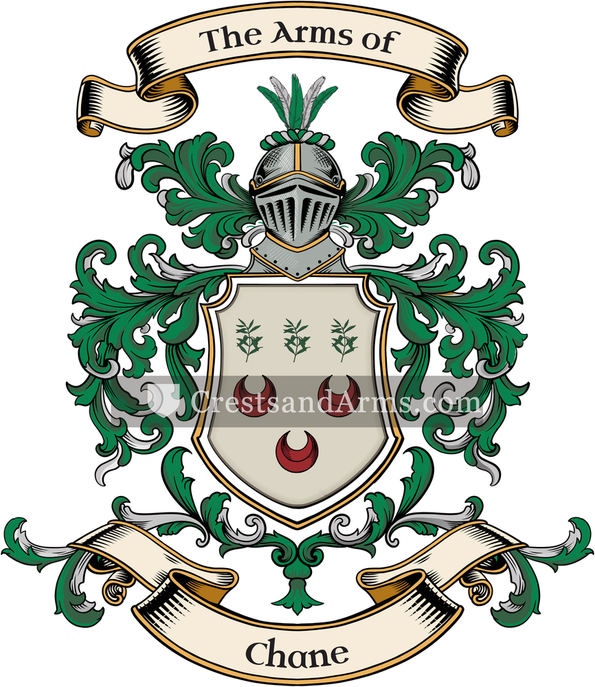 The Chane coat of arms, drawn from the recorded blazon
