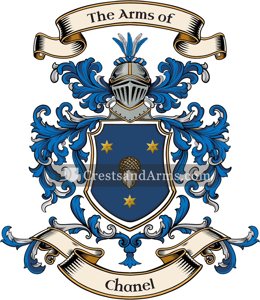 The Chanel coat of arms, drawn from the recorded blazon