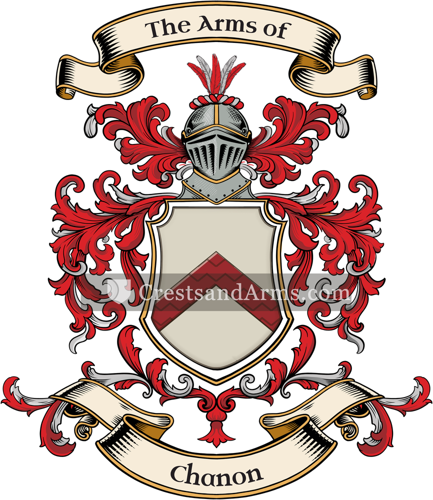 The Chanon coat of arms, drawn from the recorded blazon