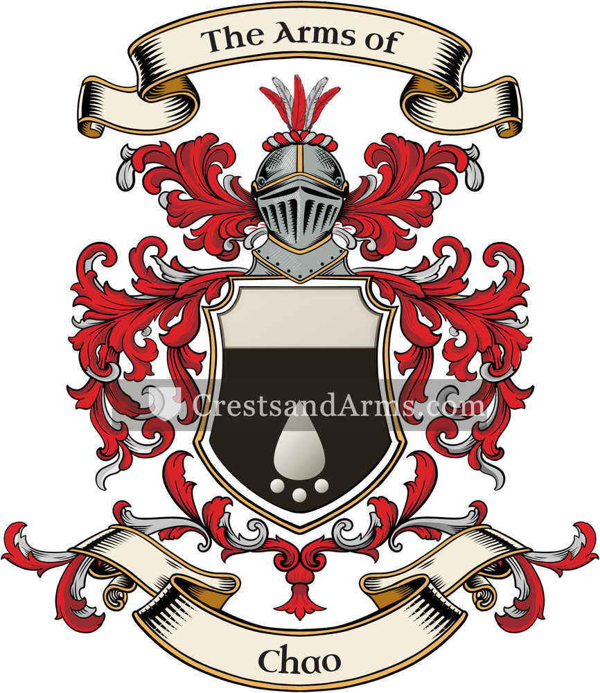 The Chao coat of arms, drawn from the recorded blazon