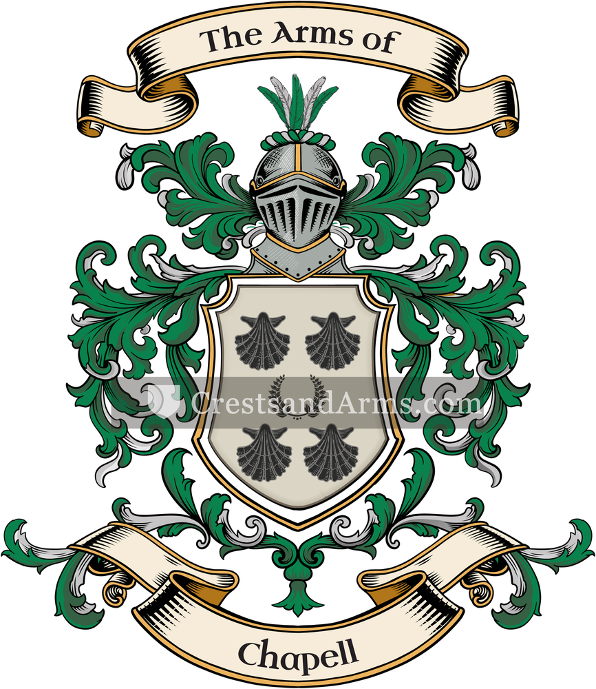 The Chapell coat of arms, drawn from the recorded blazon