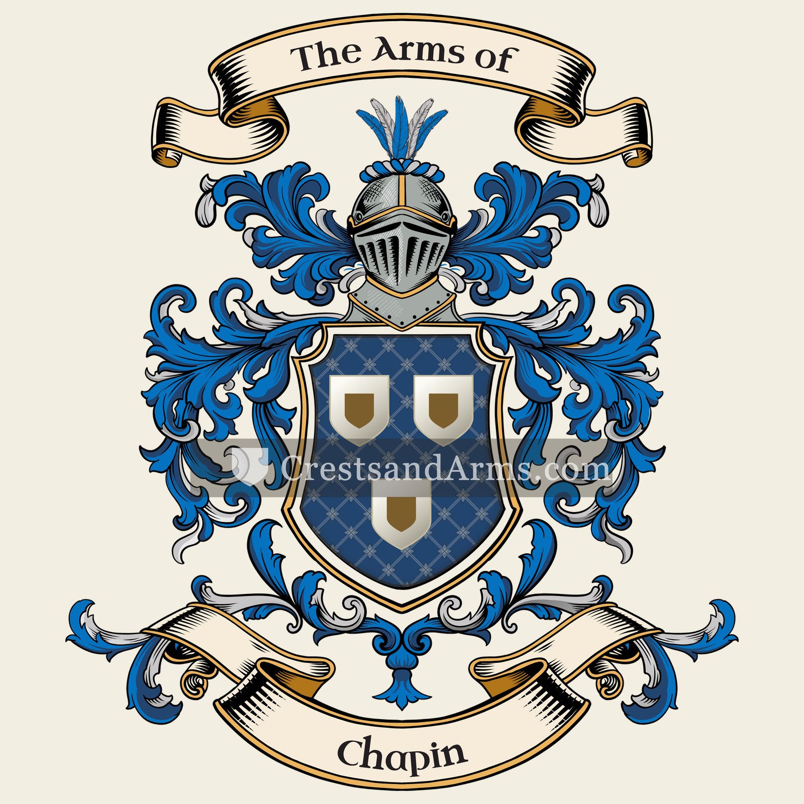 The Chapin coat of arms, drawn from the recorded blazon
