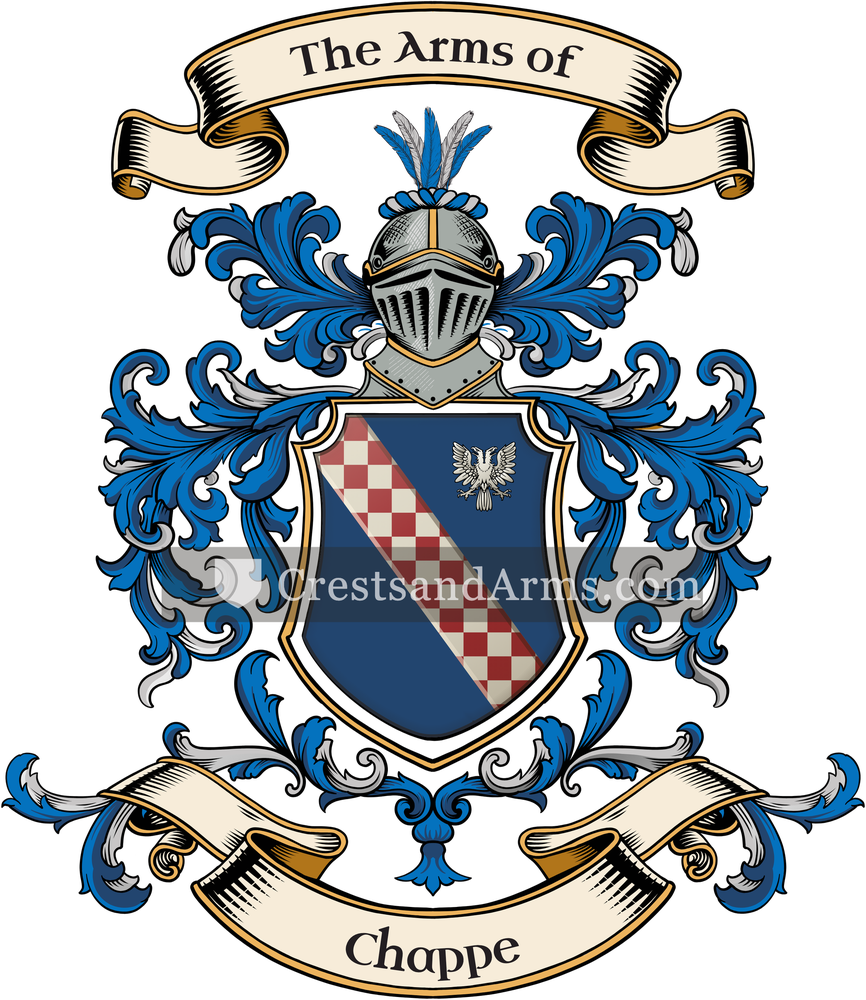 The Chappe coat of arms, drawn from the recorded blazon