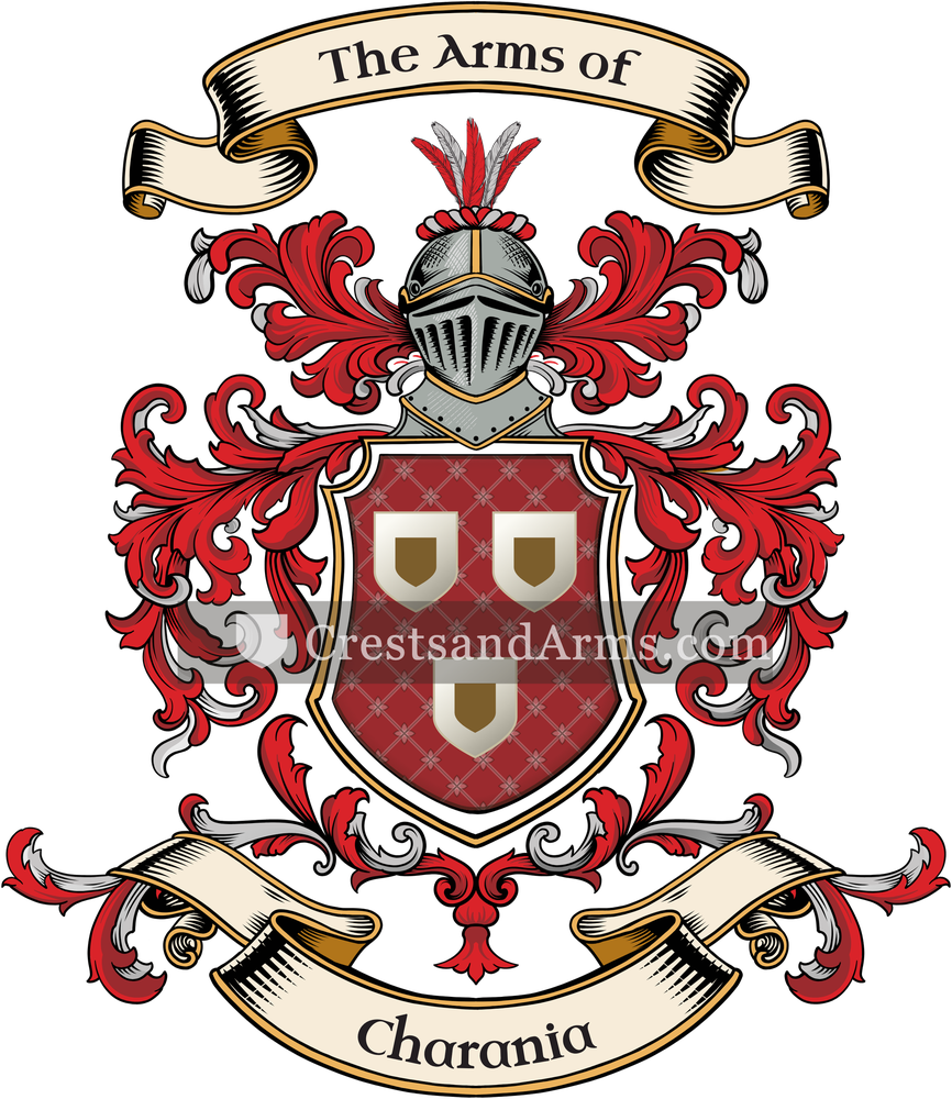 The Charania coat of arms, drawn from the recorded blazon