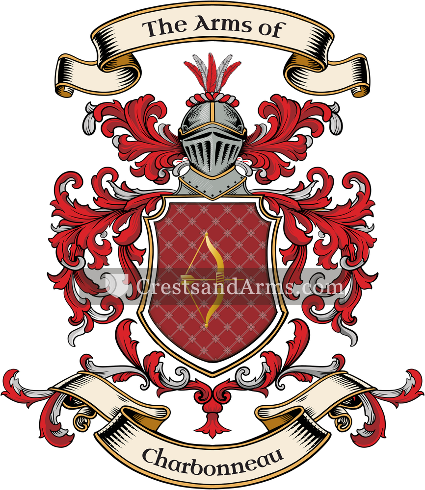 The Charbonneau coat of arms, drawn from the recorded blazon
