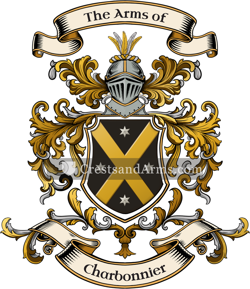 The Charbonnier coat of arms, drawn from the recorded blazon