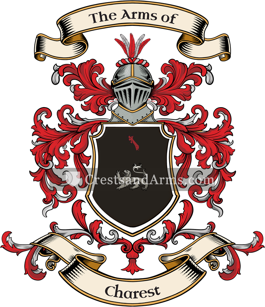The Charest coat of arms, drawn from the recorded blazon