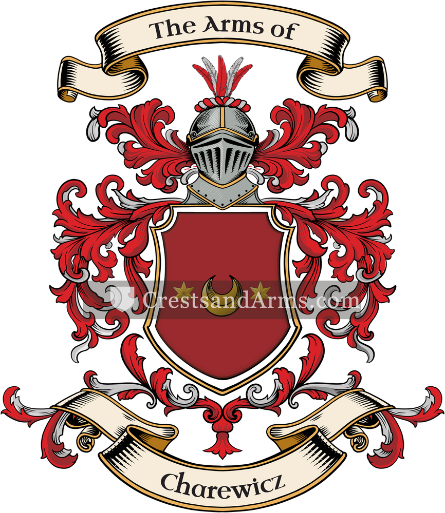 The Charewicz coat of arms, drawn from the recorded blazon