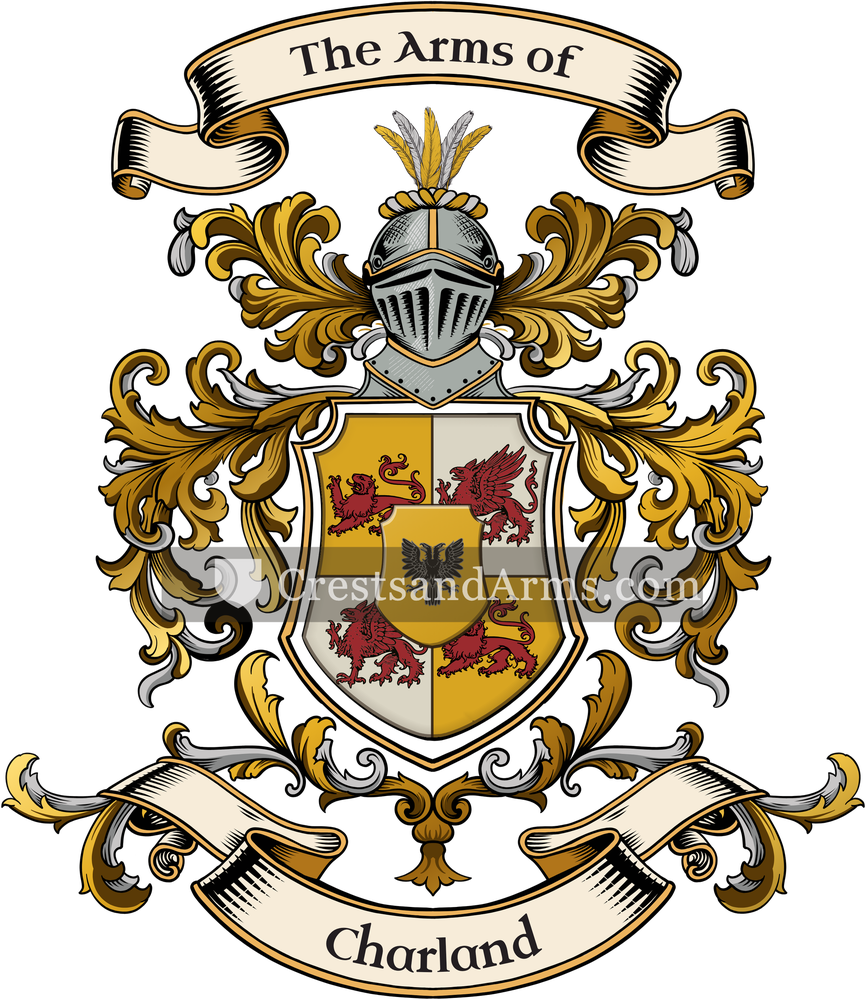 The Charland coat of arms, drawn from the recorded blazon