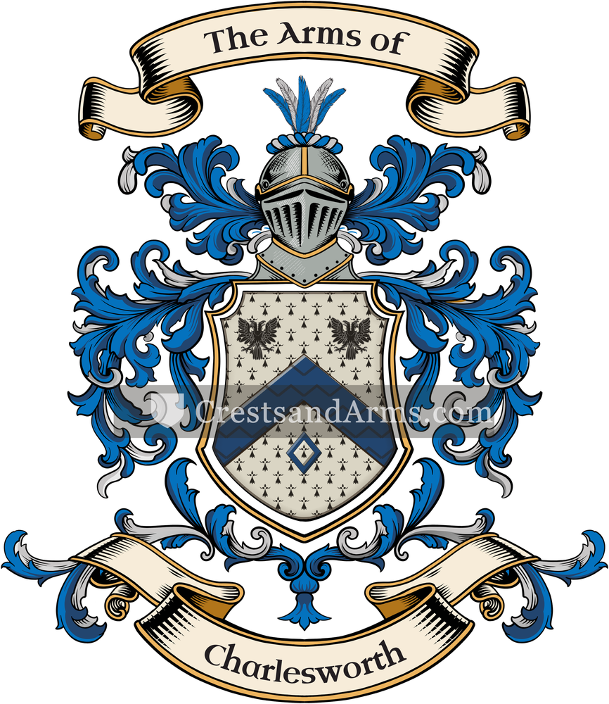 The Charlesworth coat of arms, drawn from the recorded blazon
