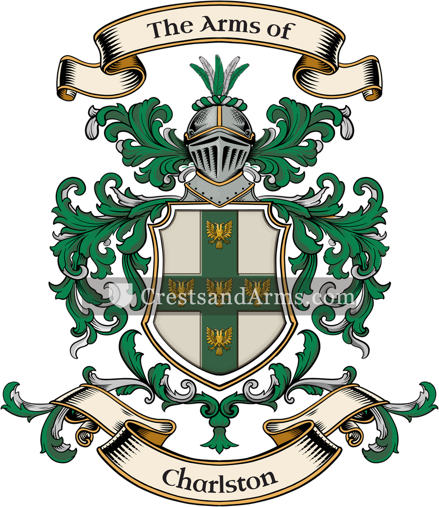 The Charlston coat of arms, drawn from the recorded blazon