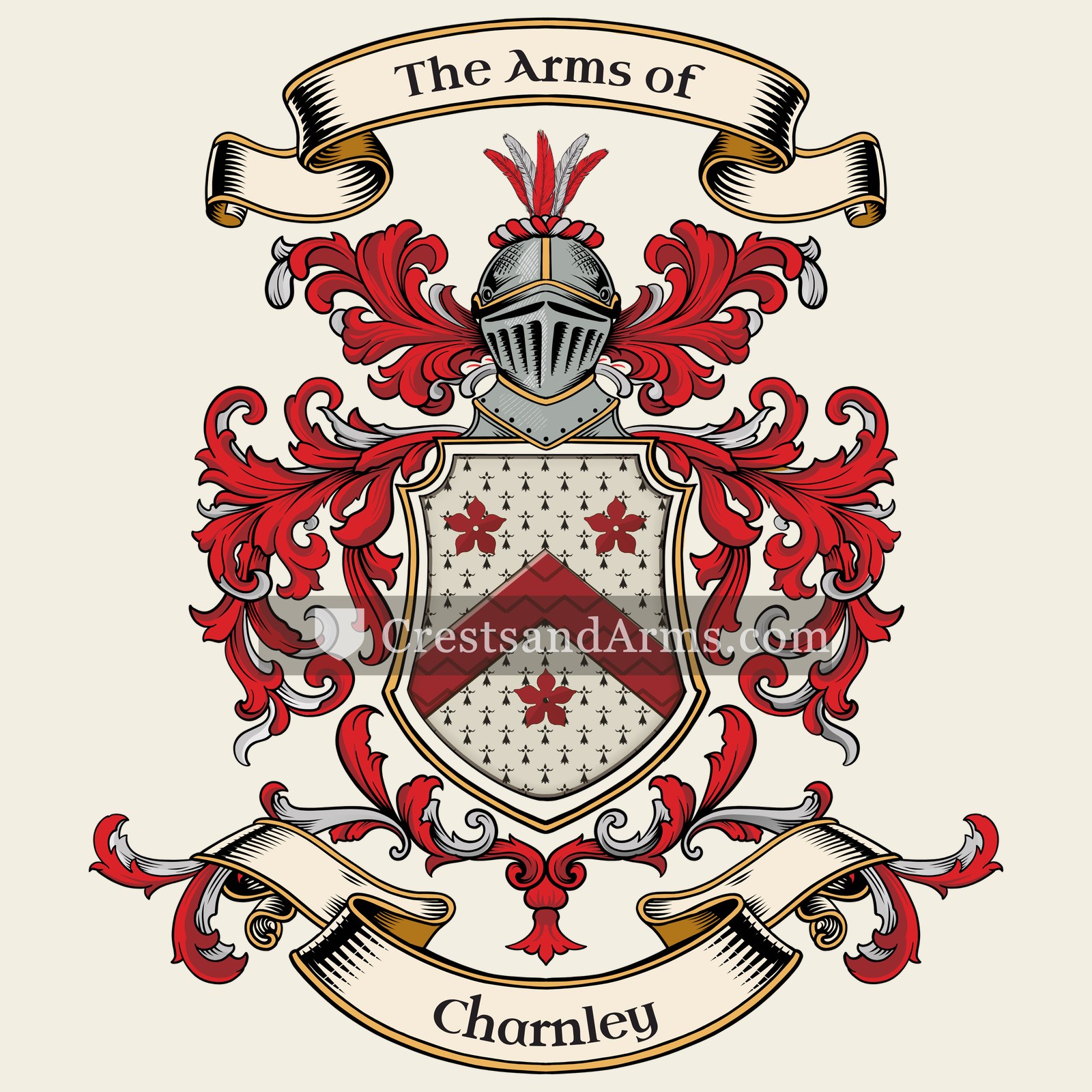 The Charnley coat of arms, drawn from the recorded blazon