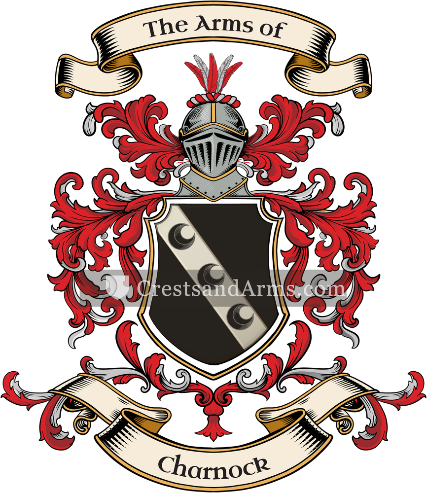 The Charnock coat of arms, drawn from the recorded blazon