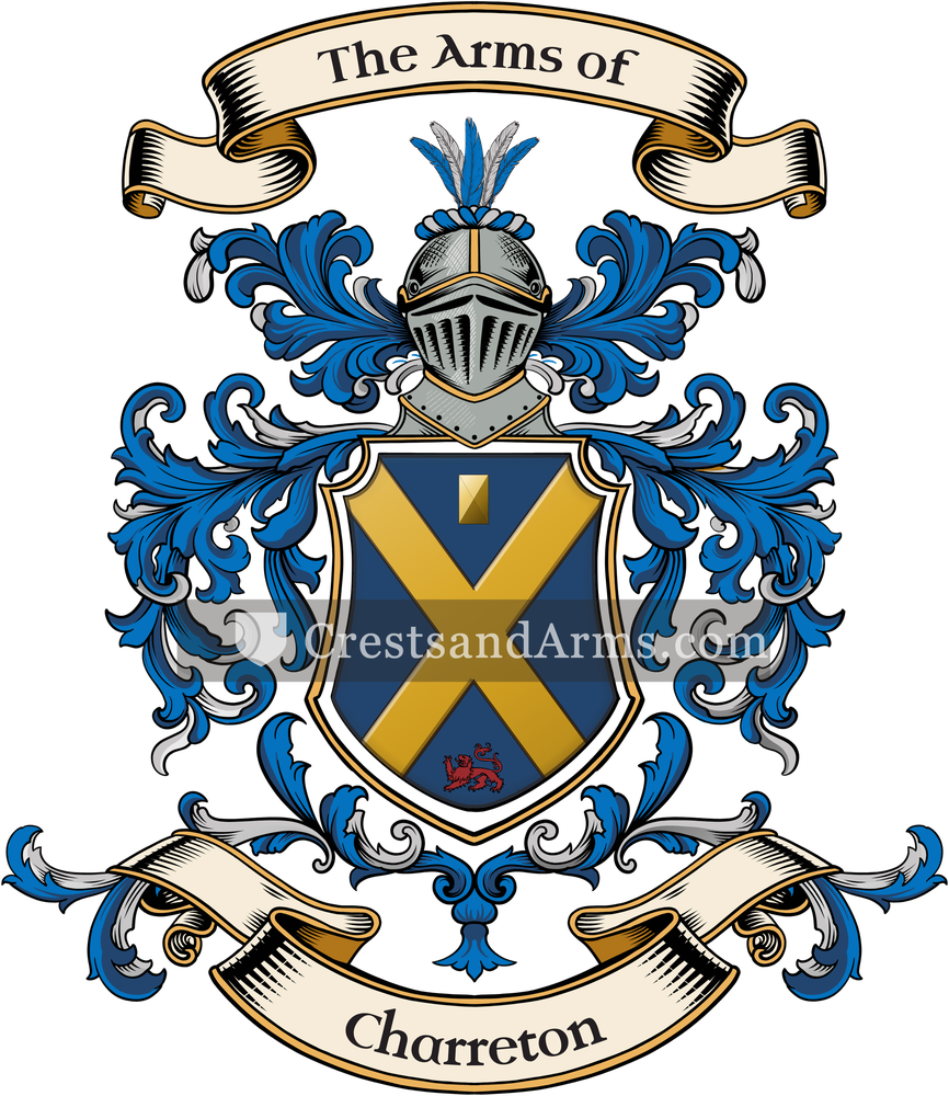 The Charreton coat of arms, drawn from the recorded blazon