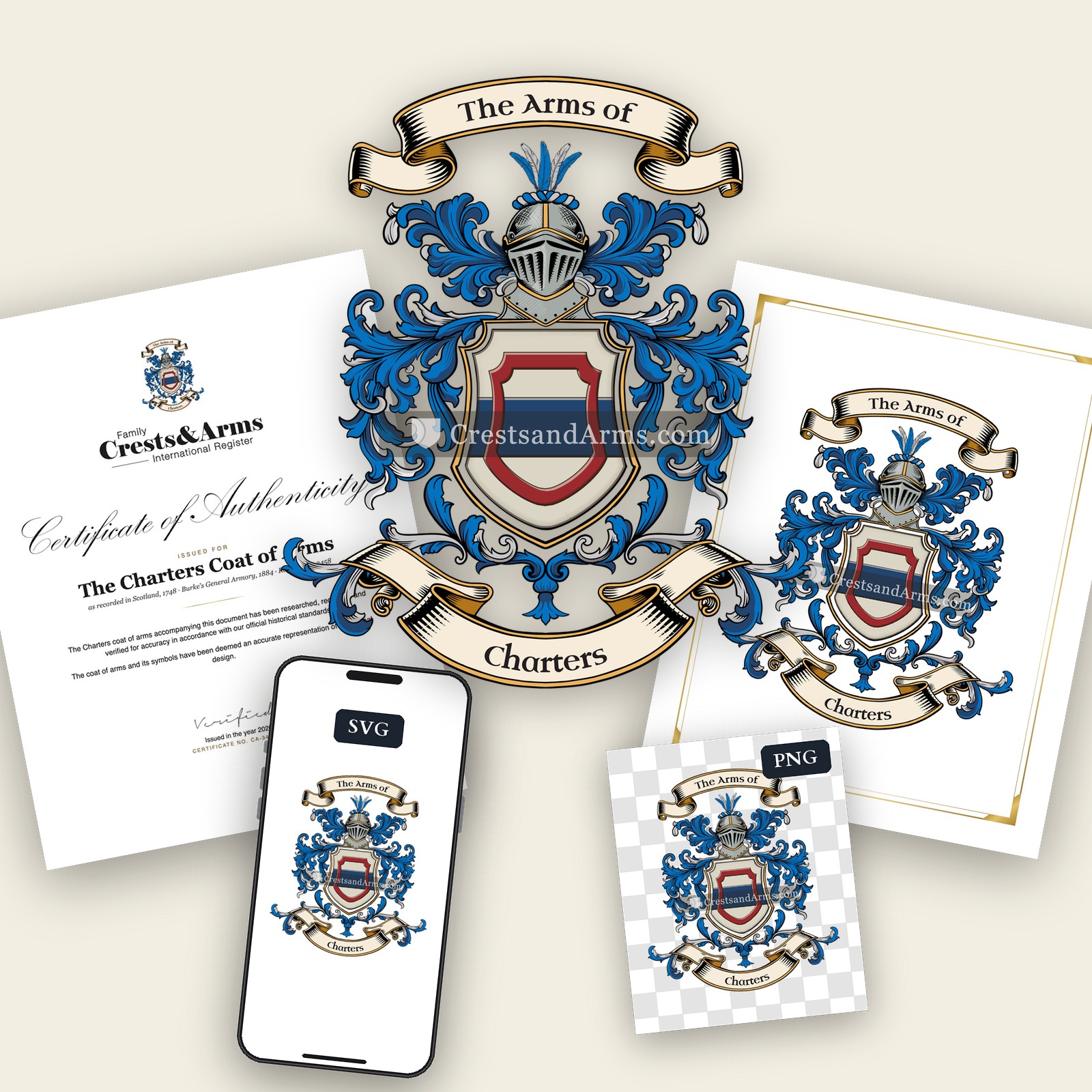 The Charters arms on the coat of arms — digital pack