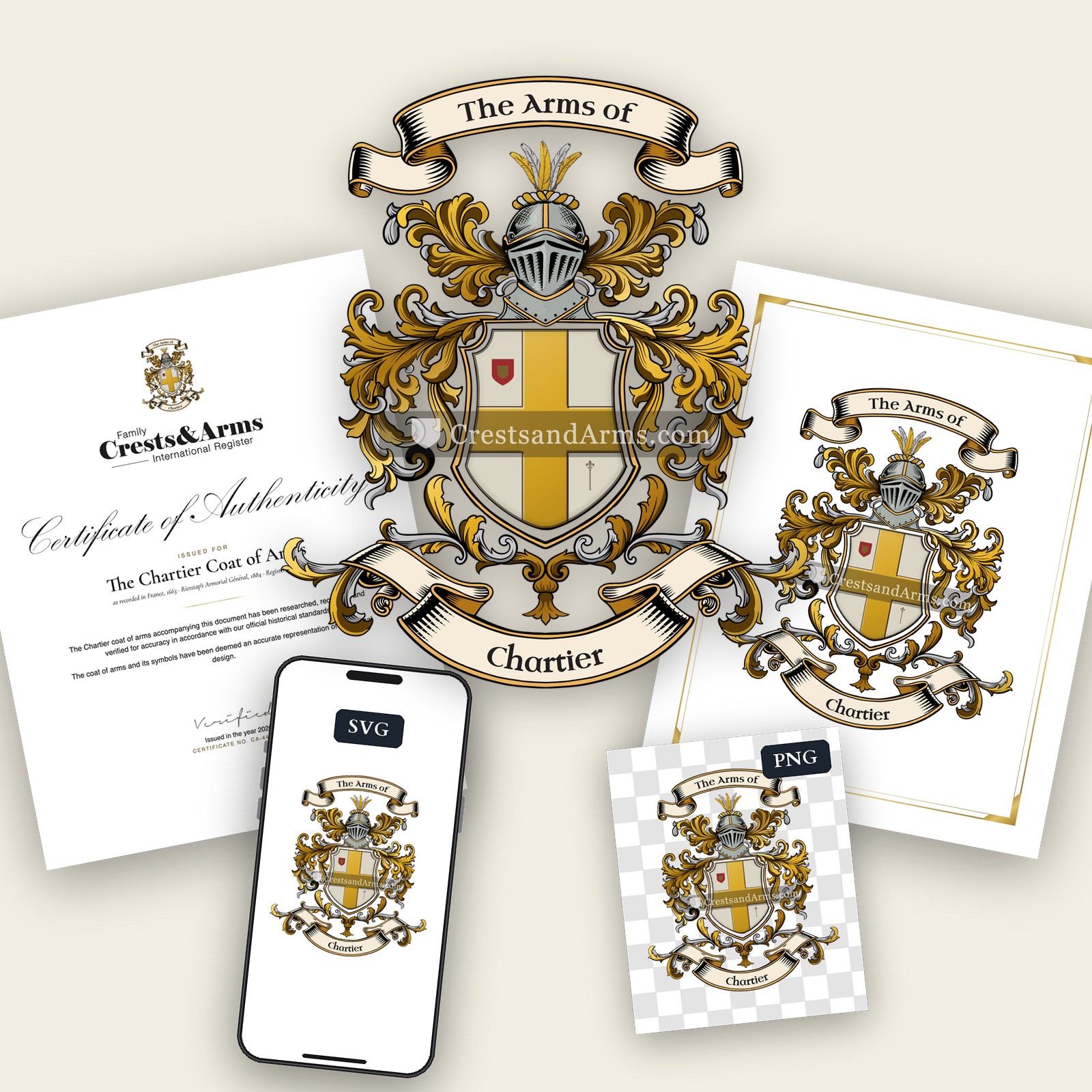 The Chartier arms on the coat of arms — digital pack