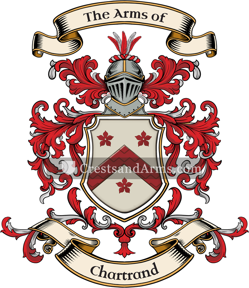 The Chartrand coat of arms, drawn from the recorded blazon