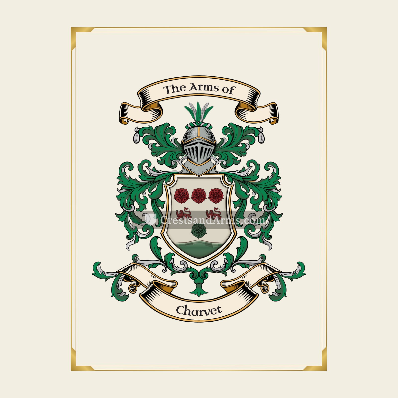 With gold border