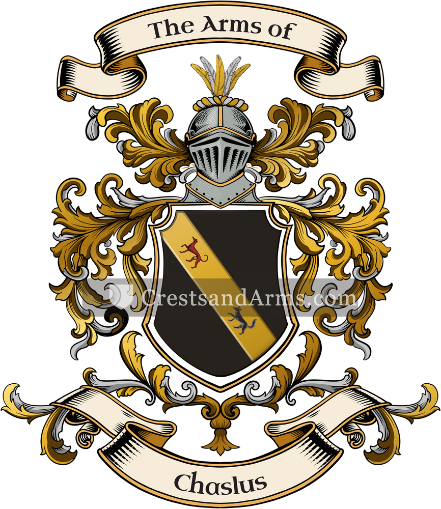 The Chaslus coat of arms, drawn from the recorded blazon