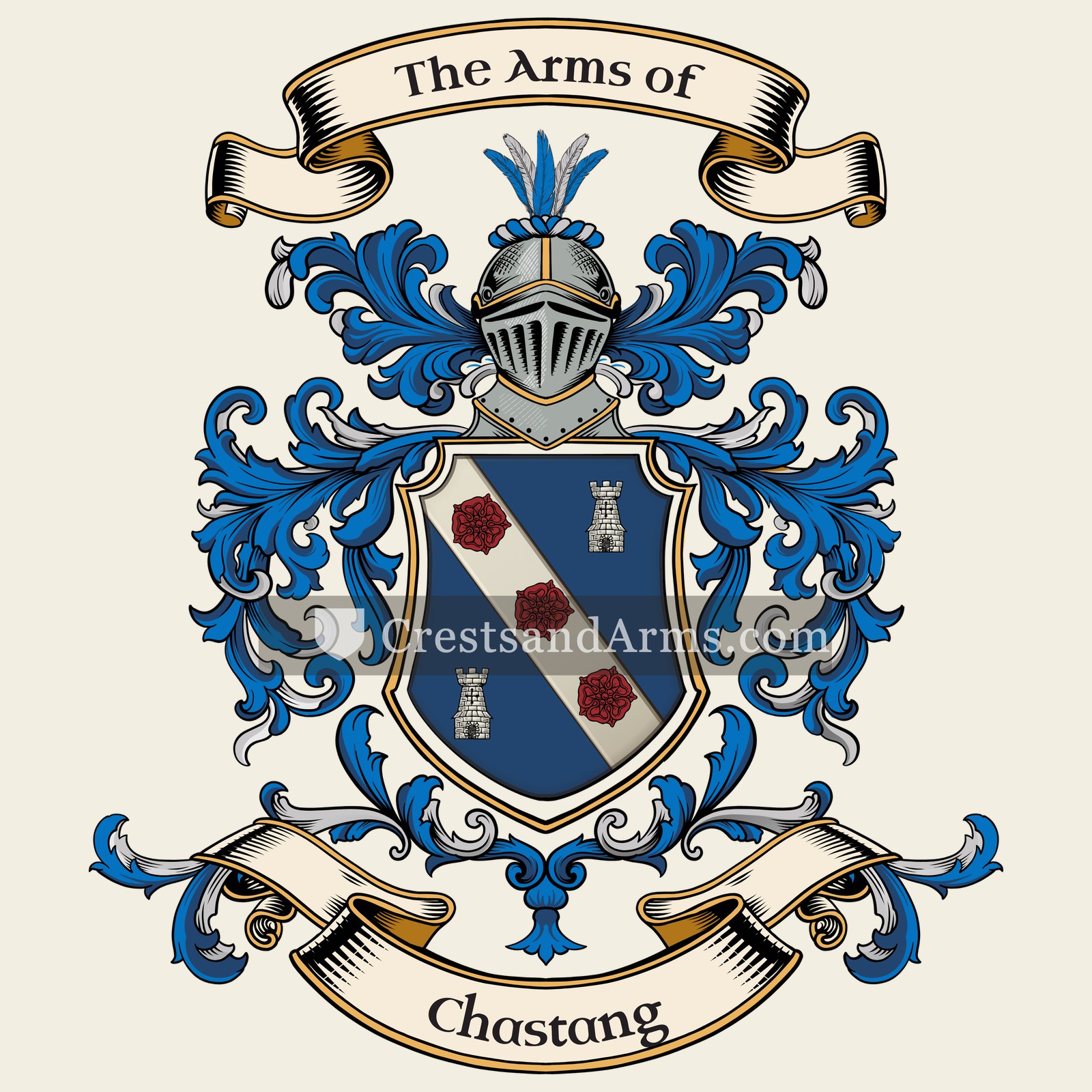 The Chastang coat of arms, drawn from the recorded blazon