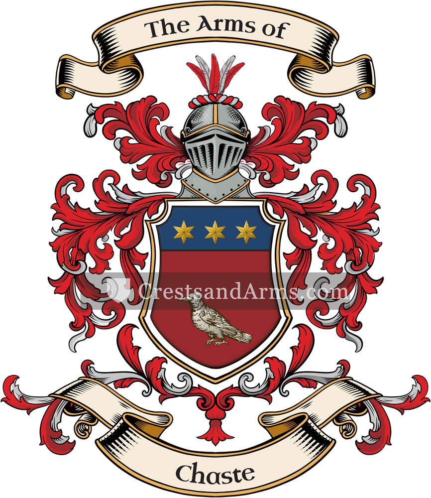 The Chaste coat of arms, drawn from the recorded blazon