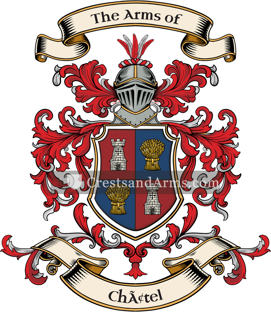 The Châtel coat of arms, drawn from the recorded blazon