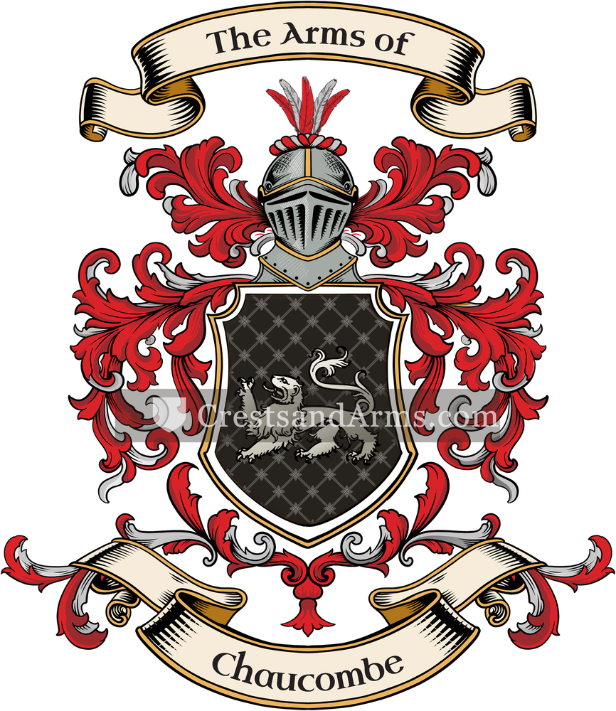 The Chaucombe coat of arms, drawn from the recorded blazon