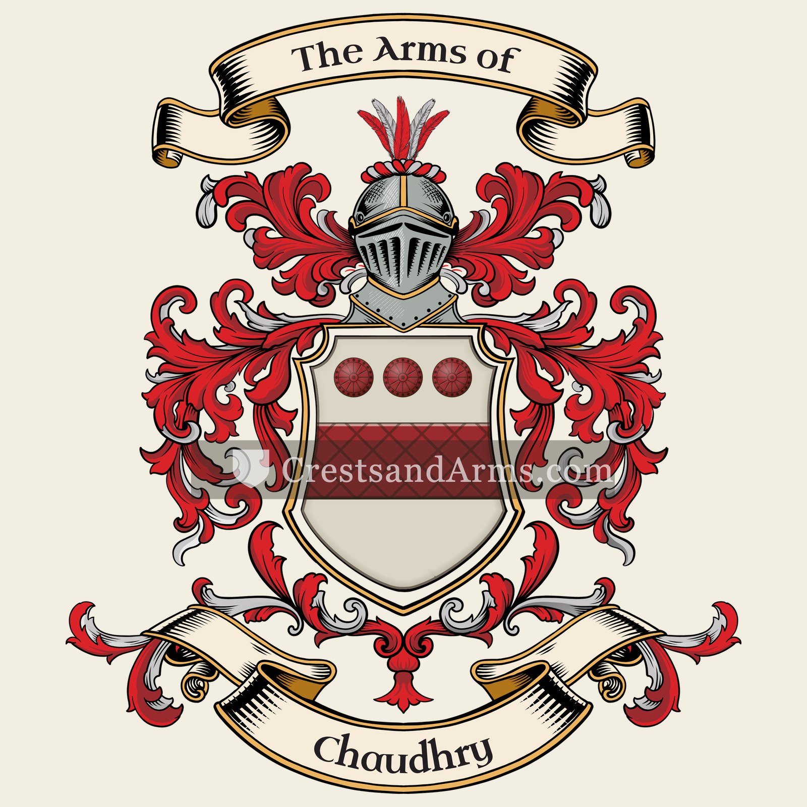 The Chaudhry coat of arms, drawn from the recorded blazon