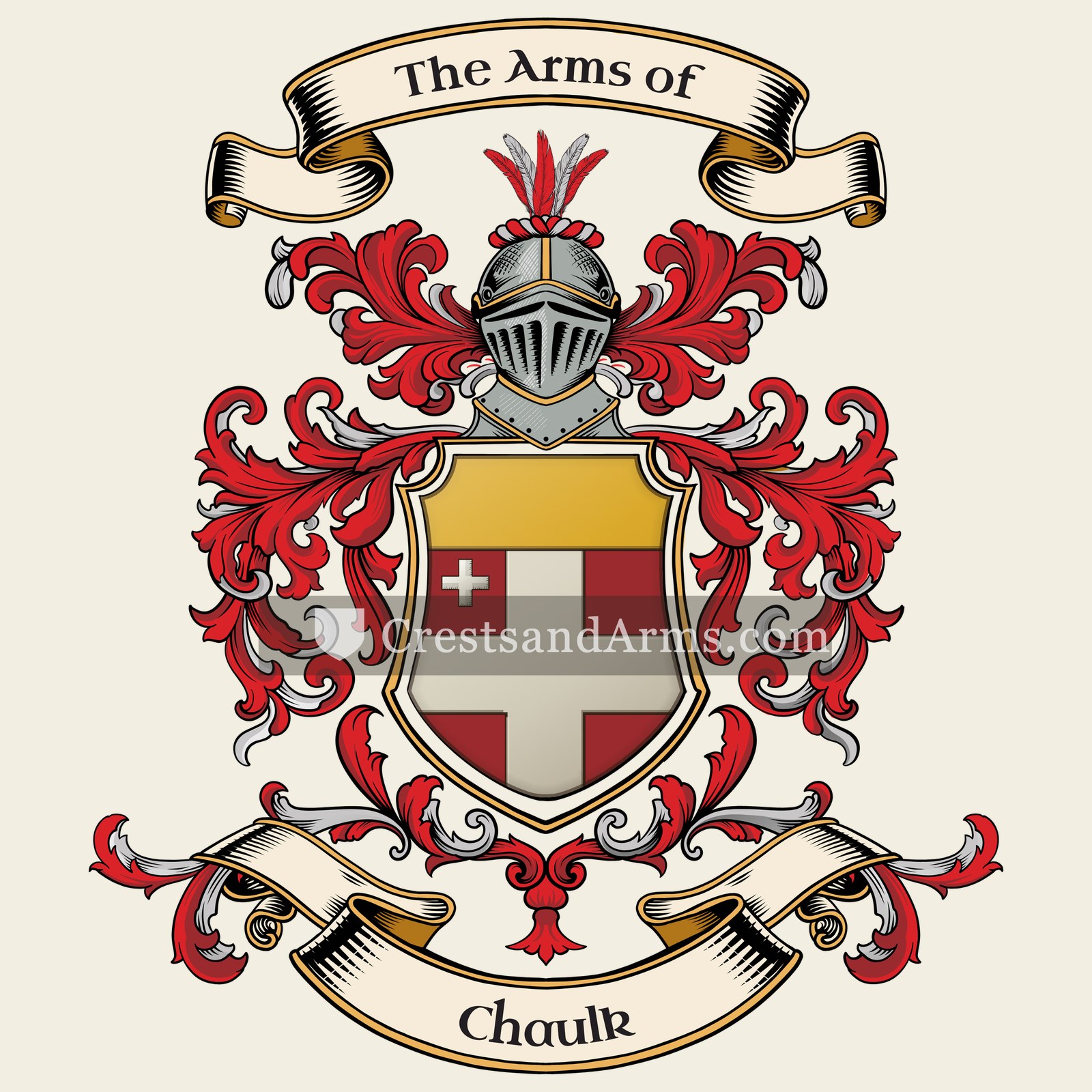 The Chaulk coat of arms, drawn from the recorded blazon