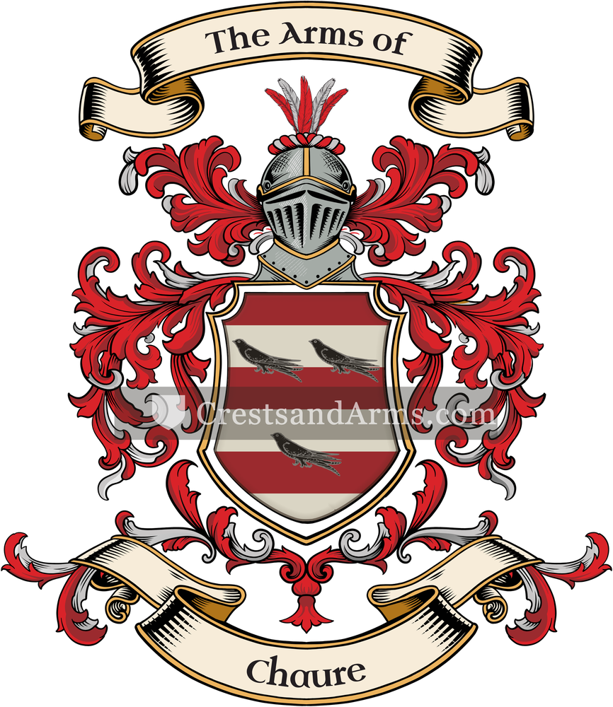 The Chaure coat of arms, drawn from the recorded blazon