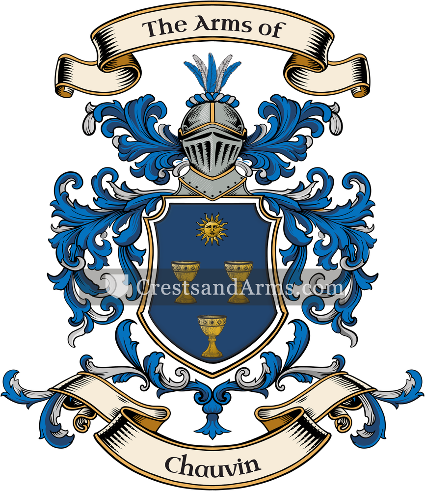 The Chauvin coat of arms, drawn from the recorded blazon
