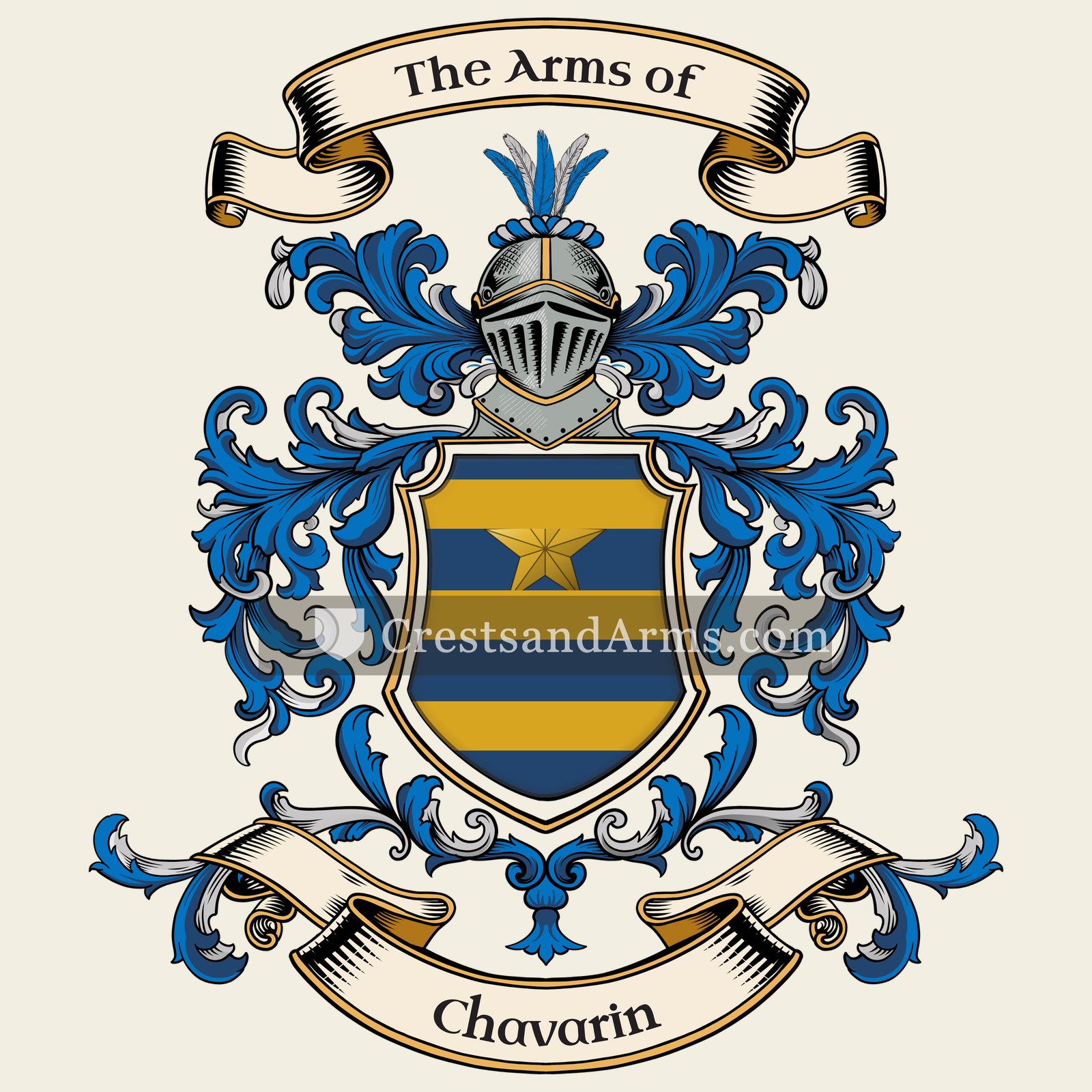 The Chavarin coat of arms, drawn from the recorded blazon