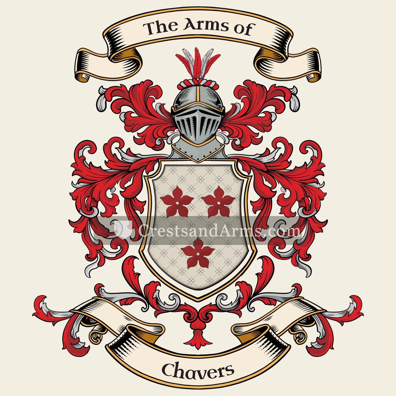 The Chavers coat of arms, drawn from the recorded blazon